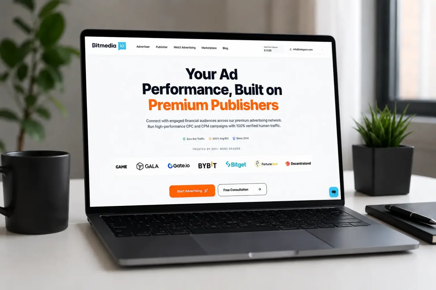 Bitmedia.io crypto advertising platform and Web3 marketing dashboard