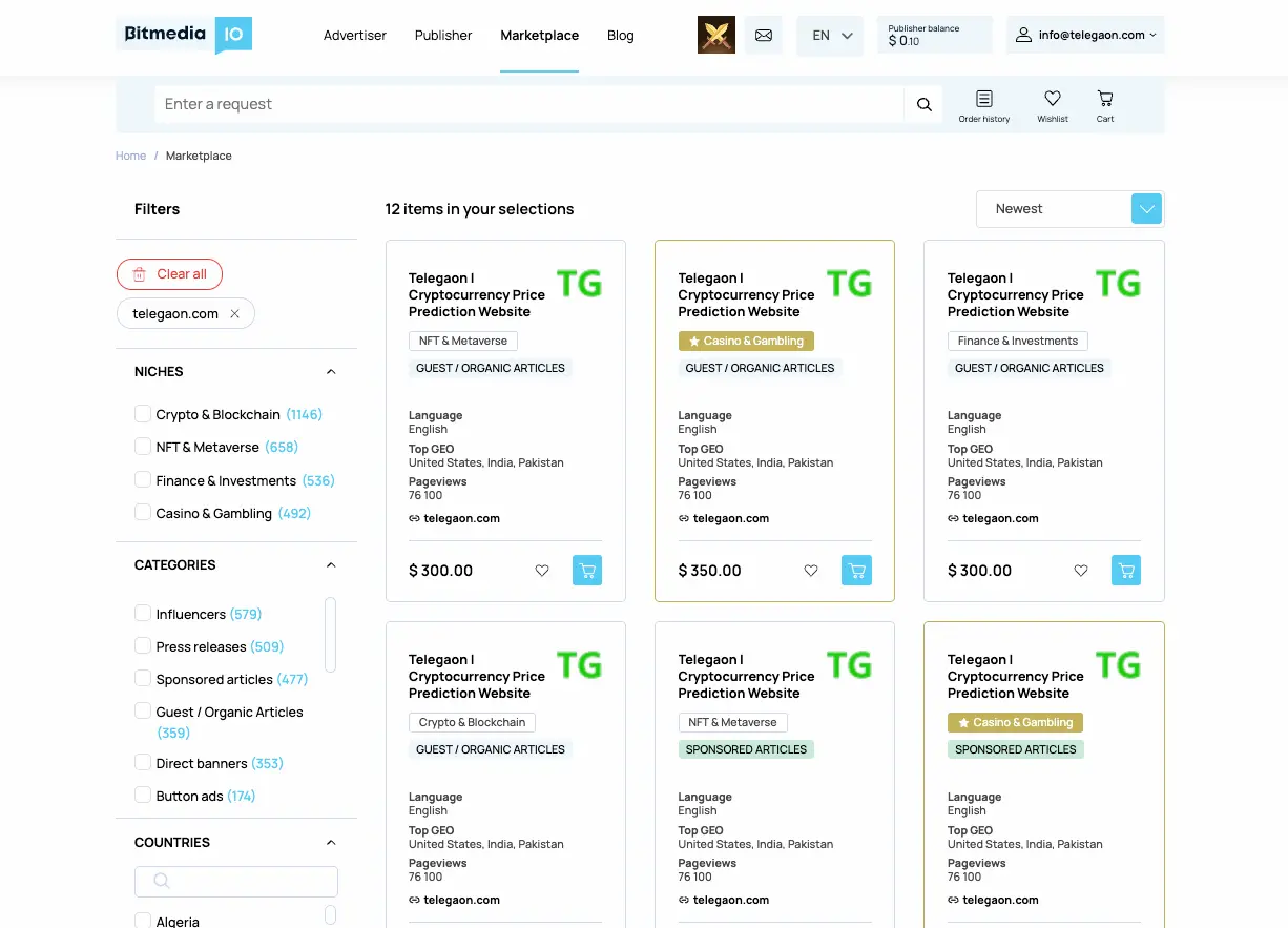 Bitmedia.io crypto advertising platform and Web3 marketing dashboard